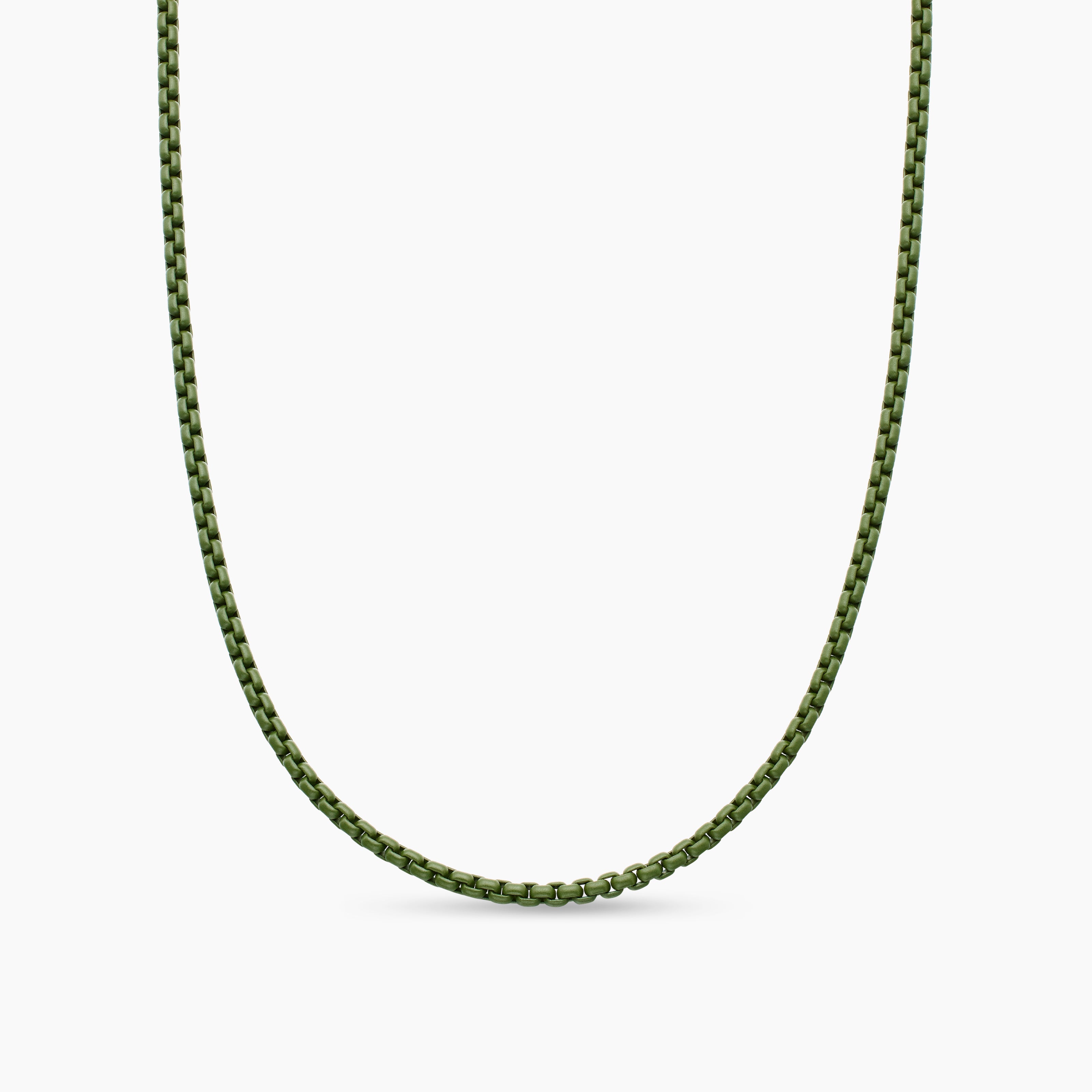 Collier Box Chain en argent massif avec acier inoxydable vert, 2,7 mm homme 