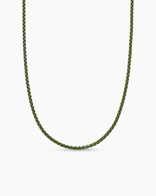 Mens Box Chain Necklace in Sterling Silver with Stainless Steel, 2.7mm