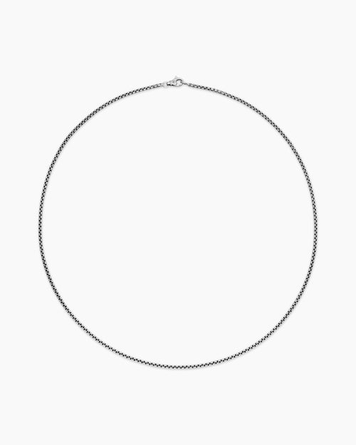 Mens Box Chain Necklace in Sterling Silver, 2.7mm