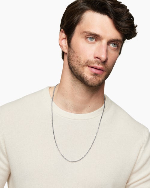 Mens Box Chain Necklace in Sterling Silver, 2.7mm