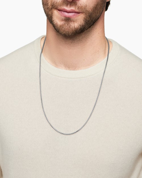 Mens Box Chain Necklace in Sterling Silver, 2.7mm