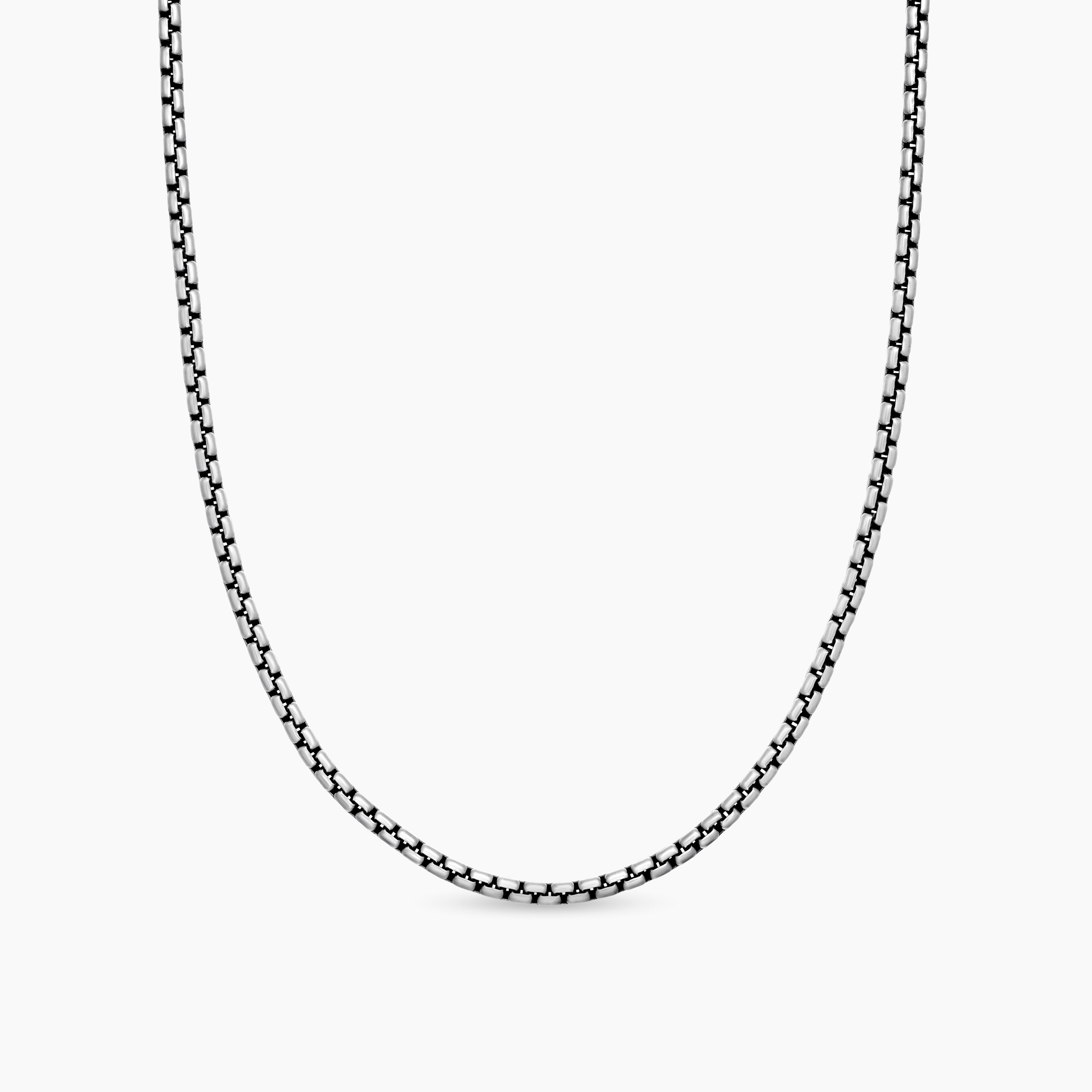 Mens Box Chain Necklace in Sterling Silver, 2.7mm