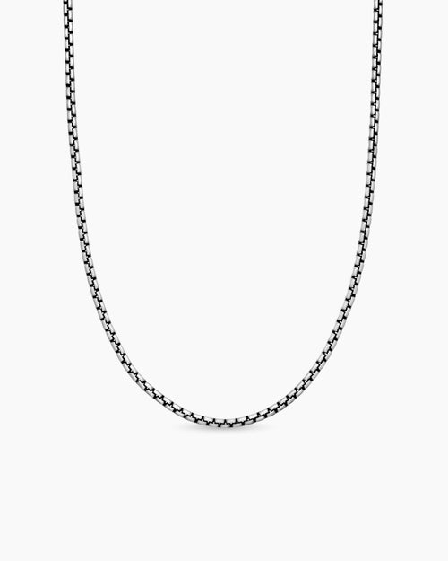 Mens Box Chain Necklace in Sterling Silver, 2.7mm