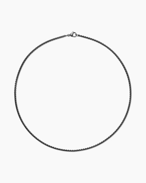 Mens Box Chain Necklace in Darkened Stainless Steel, 2.7mm
