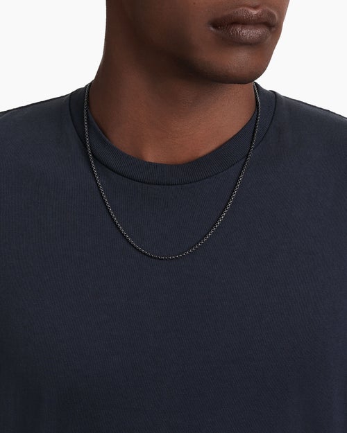 Mens Box Chain Necklace in Darkened Stainless Steel, 2.7mm