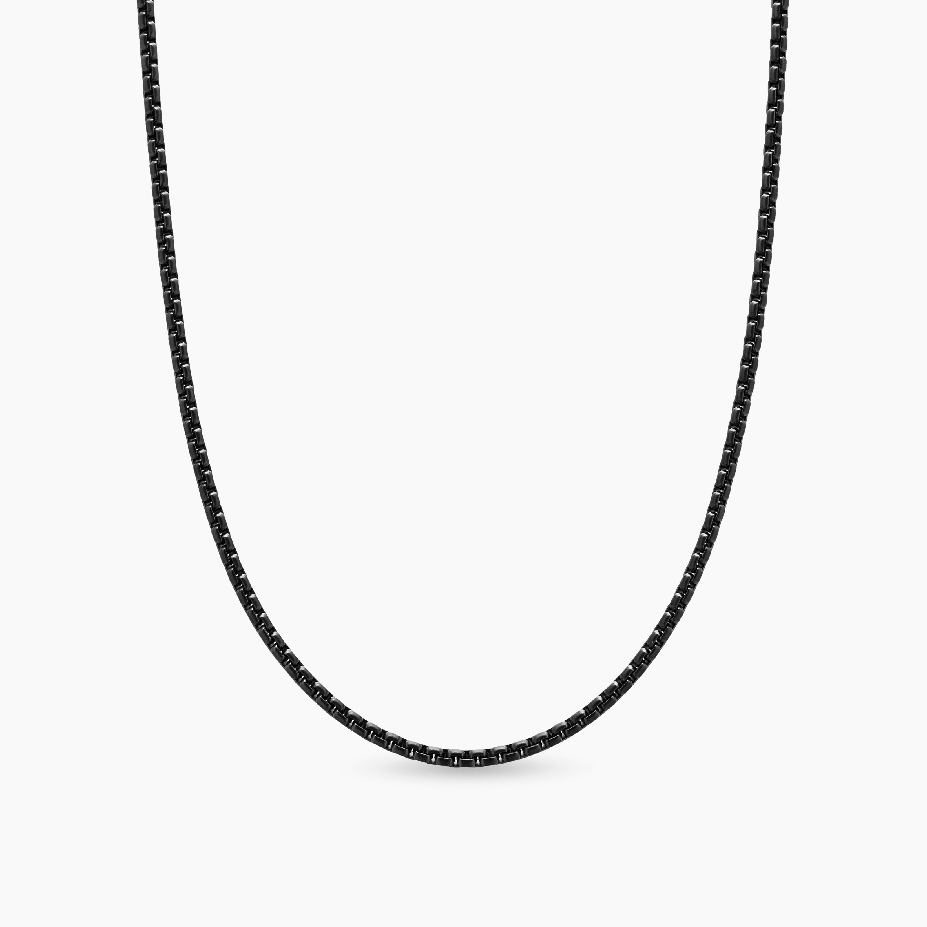 Mens Box Chain Necklace in Darkened Stainless Steel, 2.7mm