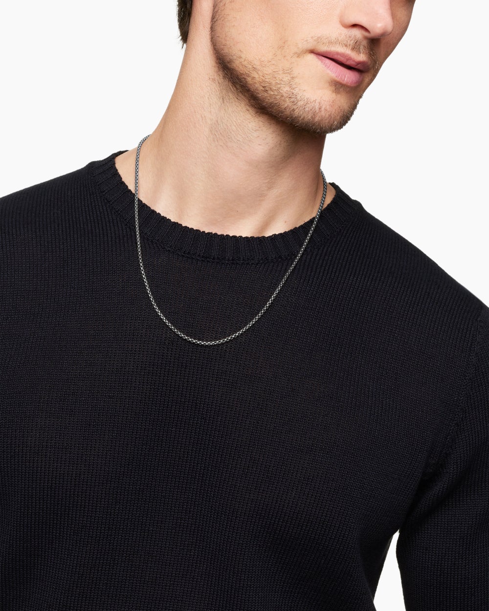 Mens Box Chain Necklace in Grey Titanium, 2.7mm