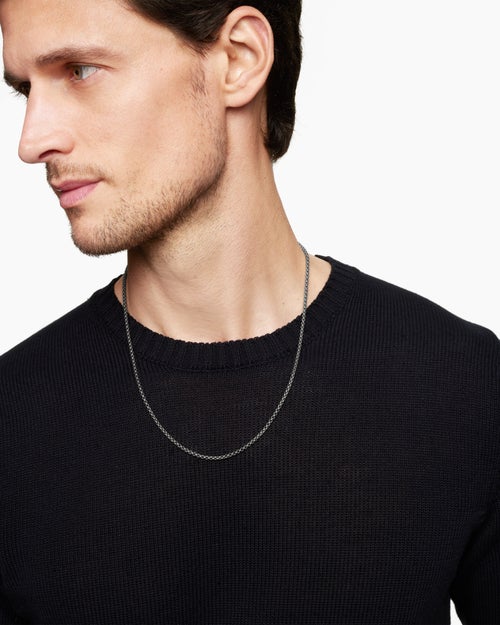 Mens Box Chain Necklace in Grey Titanium, 2.7mm