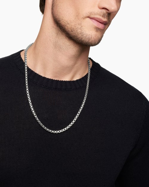 Mens Box Chain Necklace in Sterling Silver, 5.2mm