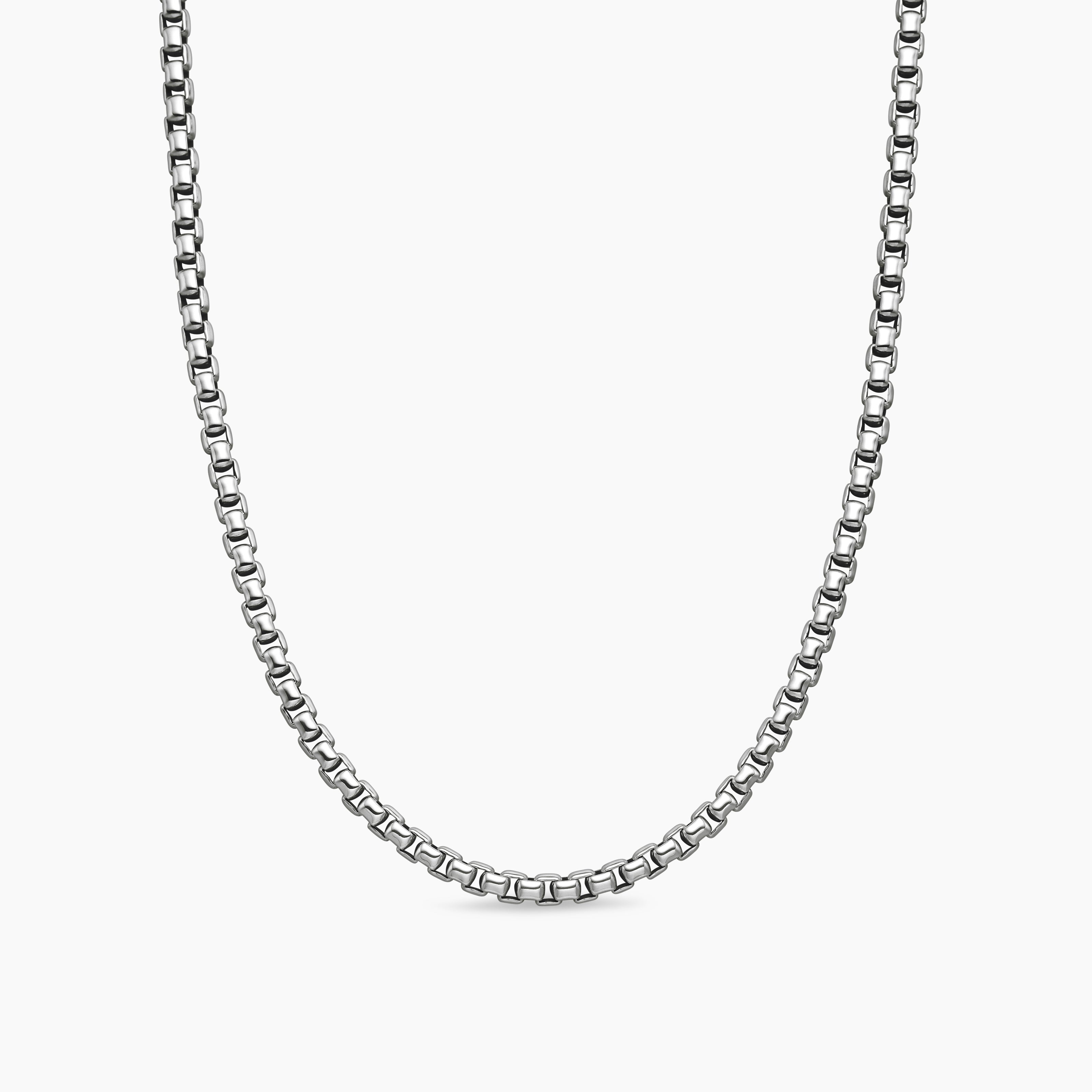 Mens Box Chain Necklace in Sterling Silver, 5.2mm