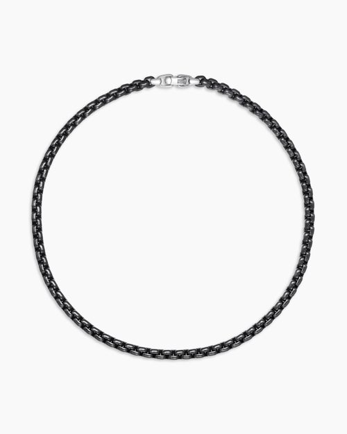 Mens Box Chain Necklace in Stainless Steel and Sterling Silver, 7.3mm
