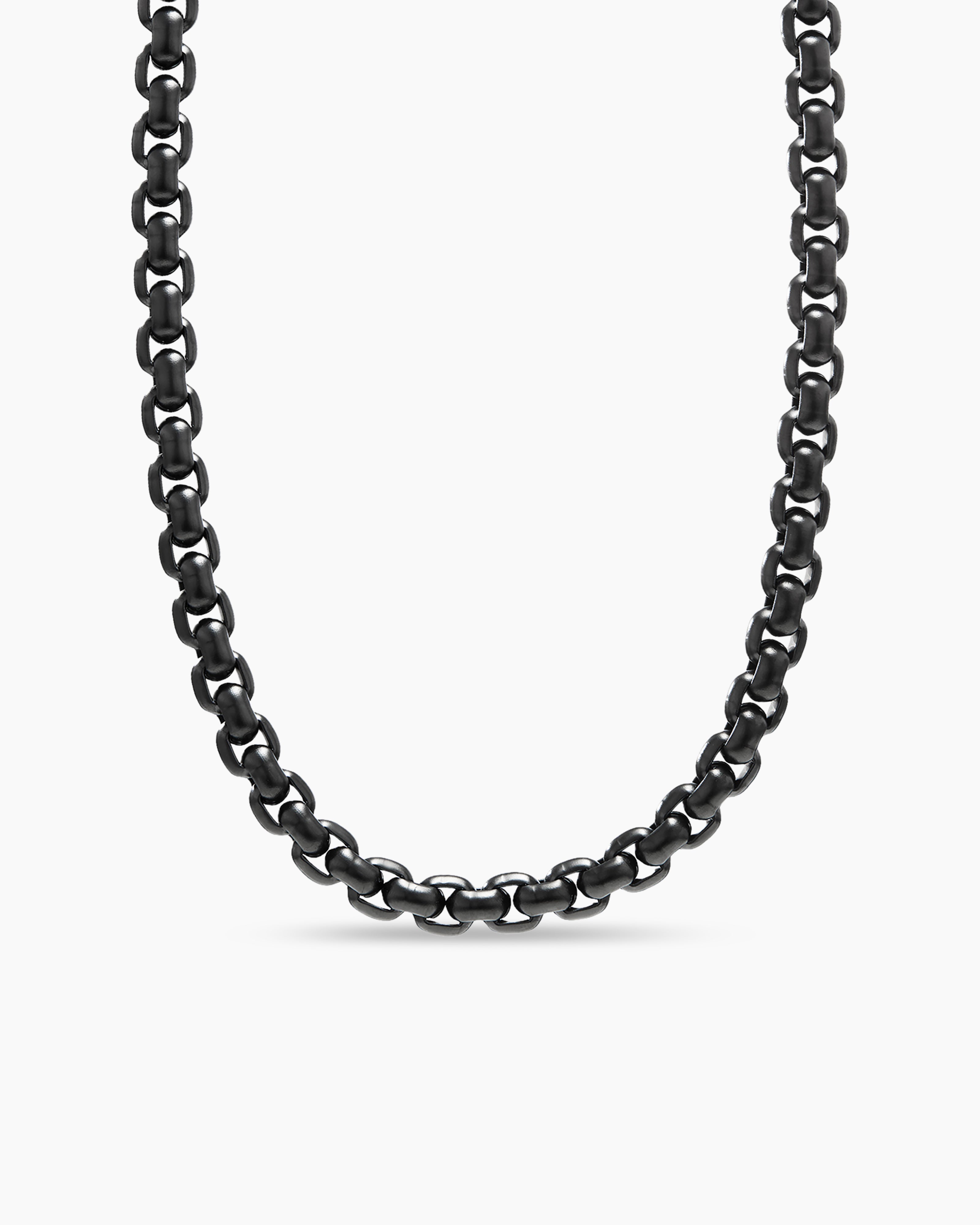 Box Chain Necklace in Sterling Silver with Stainless Steel, 4mm