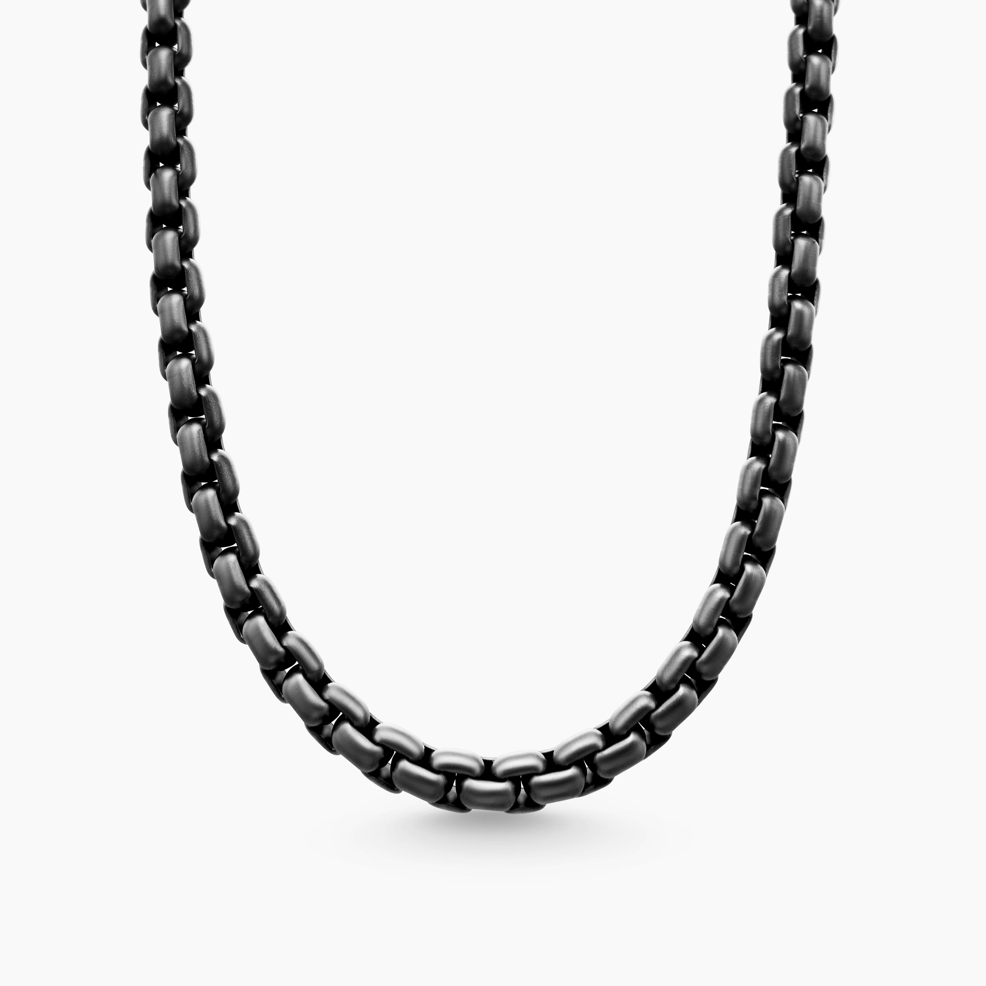 Mens Box Chain Necklace with Stainless Steel and Sterling Silver, 7.3mm