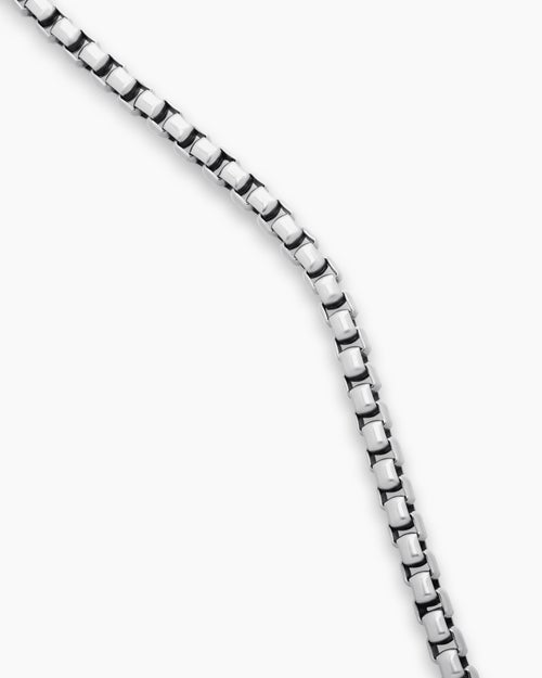 Mens Box Chain Necklace in Sterling Silver, 7.3mm