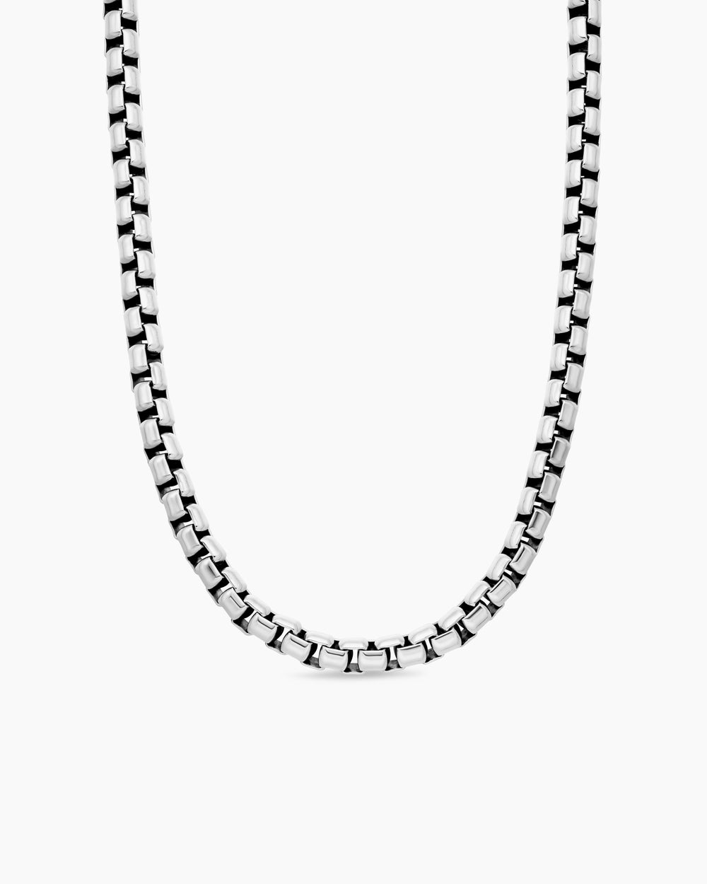 Mens Box Chain Necklace in Sterling Silver, 7.3mm