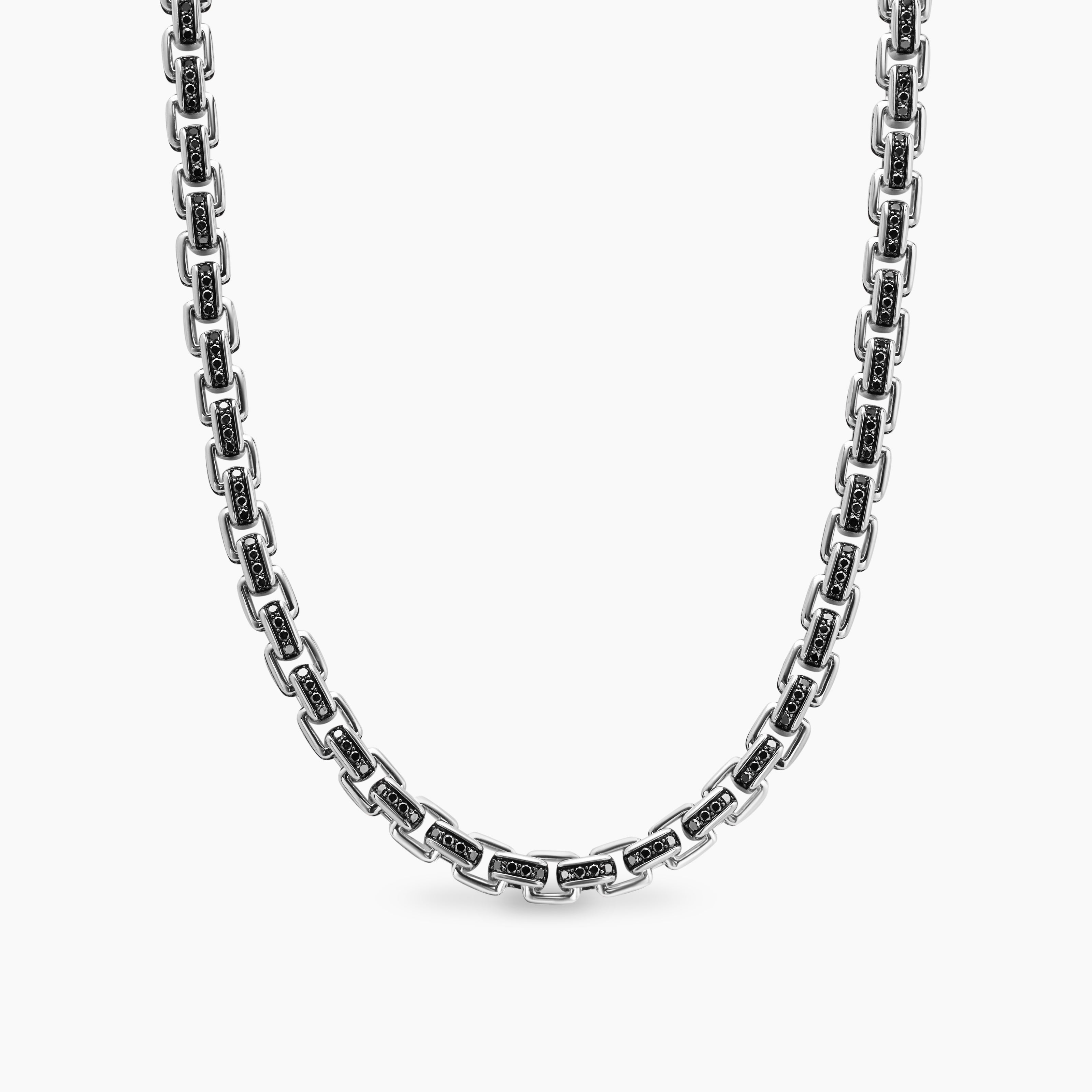 Mens Box Chain Necklace in Sterling Silver, 7.3mm