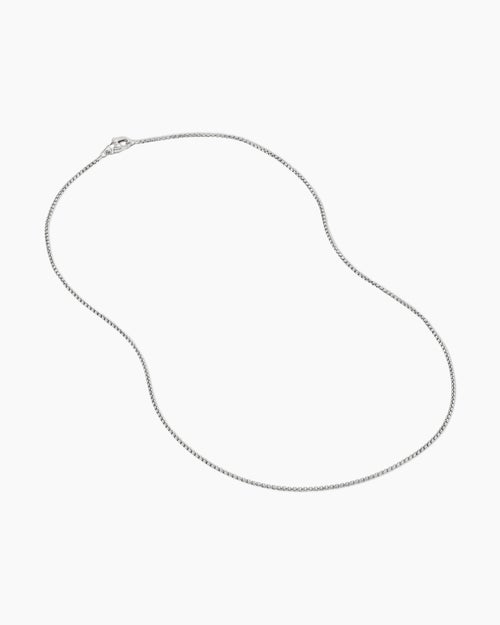 Womens Box Chain Necklace in 18K White Gold, 1.7mm