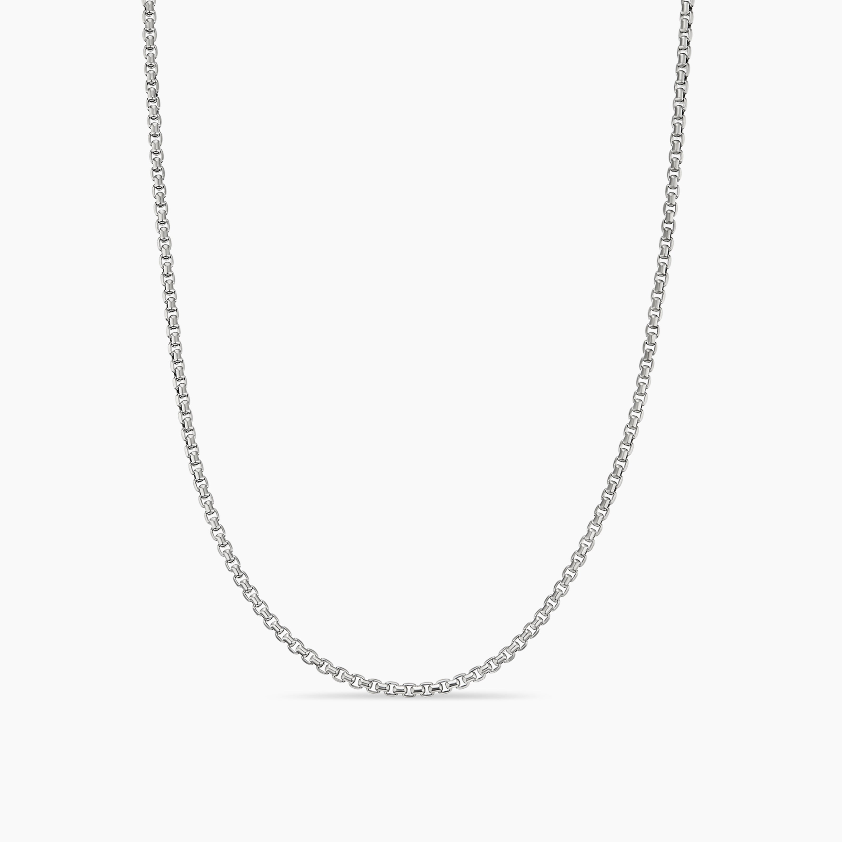 Womens Box Chain Necklace in 18K White Gold, 1.7mm