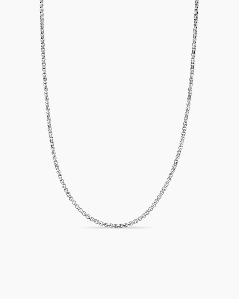 Womens Box Chain Necklace in 18ct White Gold, 1.7mm