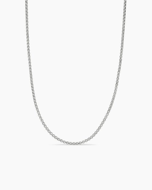 Womens Box Chain Necklace in 18K White Gold, 1.7mm