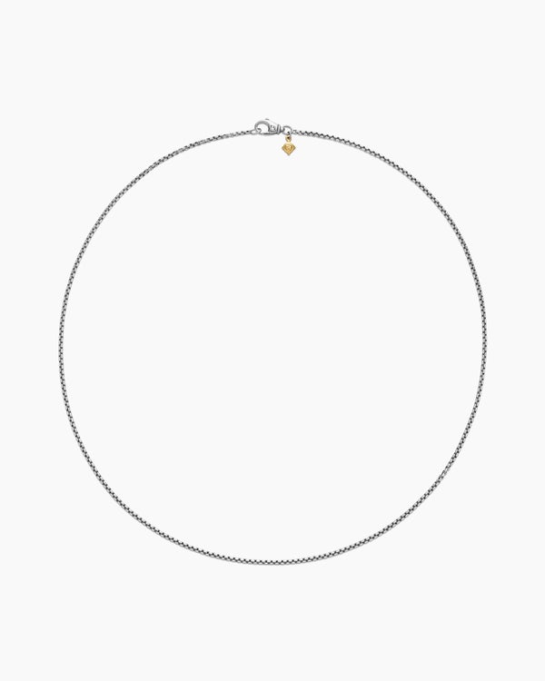 Box Chain Necklace in Sterling Silver with 14K Yellow Gold Accent, 1.7mm