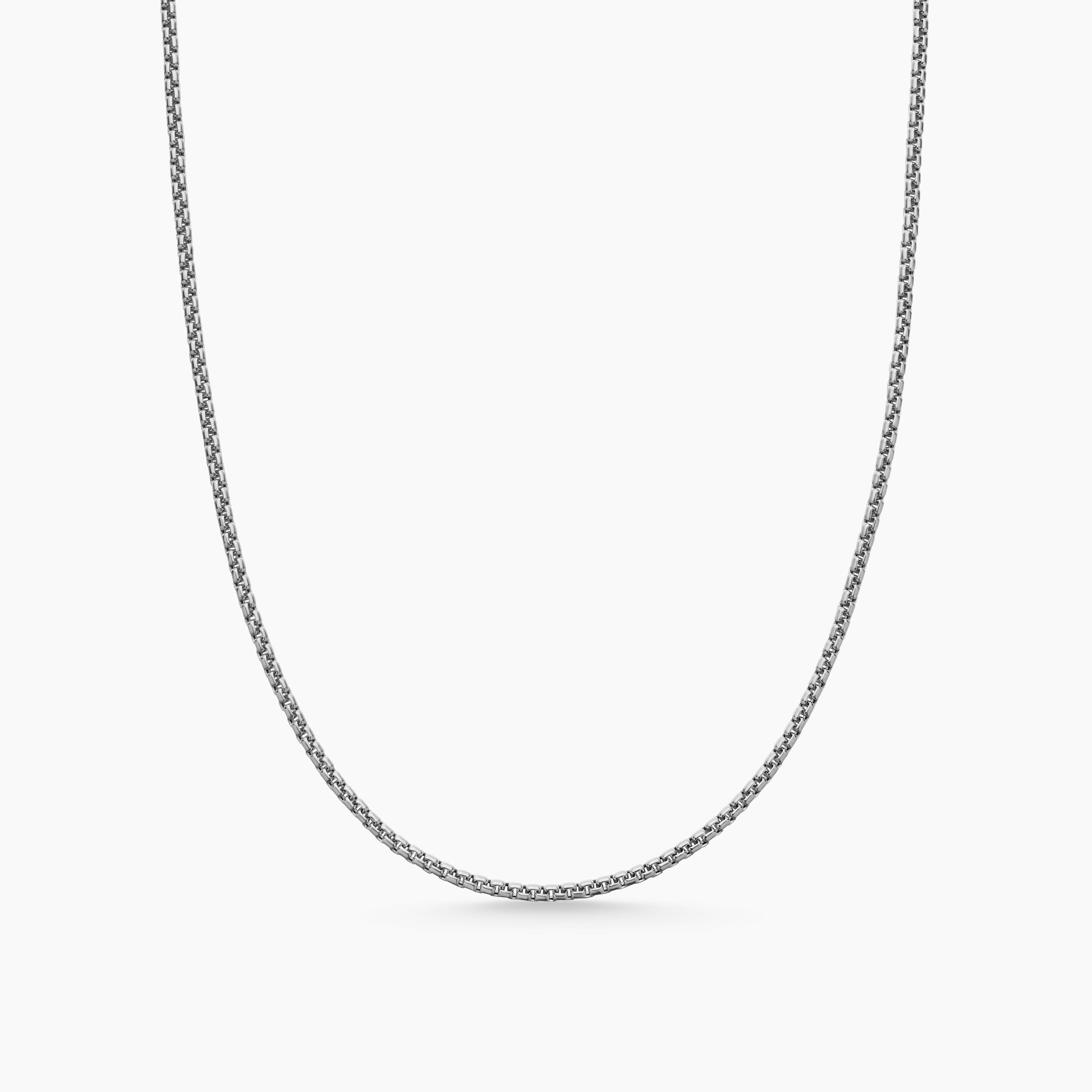 Womens Box Chain Necklace in Sterling Silver with 14K Yellow Gold Accent, 1.7mm