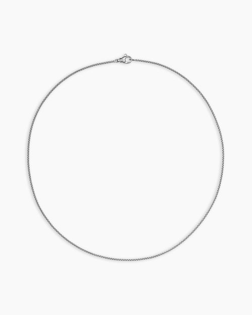 Mens Box Chain Necklace in 18K White Gold, 1.7mm