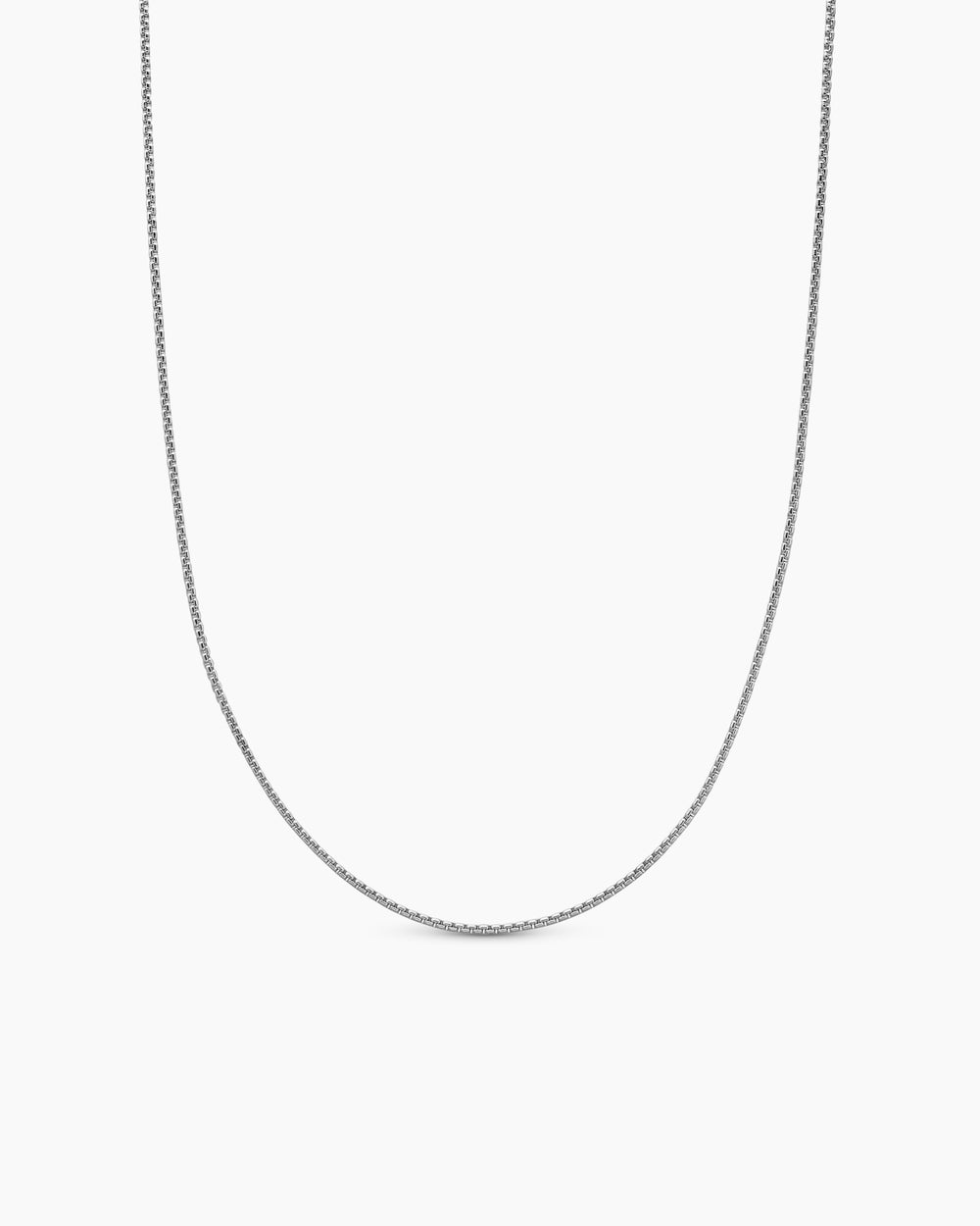 Mens Box Chain Necklace in 18K White Gold, 1.7mm