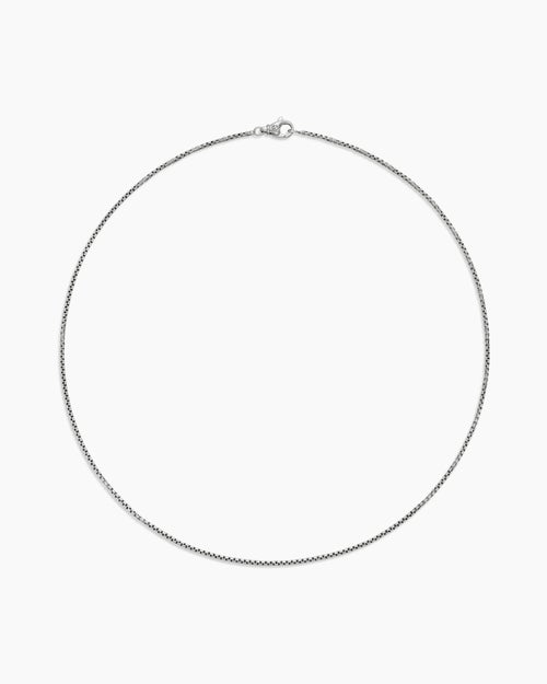 Mens Box Chain Necklace in Sterling Silver, 1.7mm