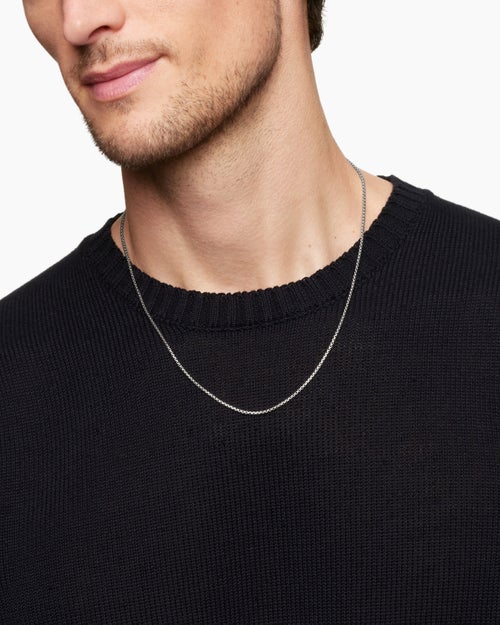 Mens Box Chain Necklace in Sterling Silver, 1.7mm