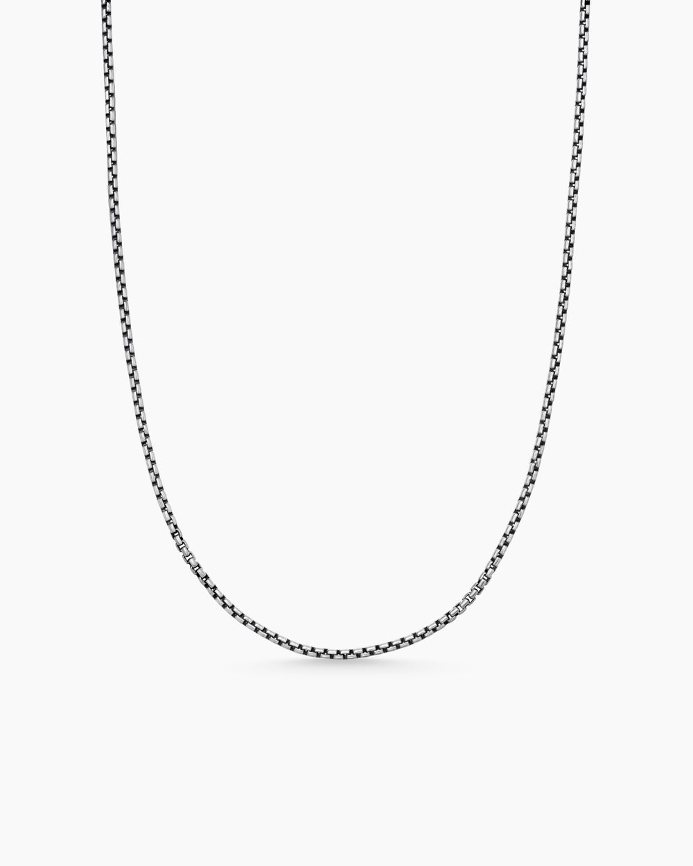 Mens Box Chain Necklace in Sterling Silver, 1.7mm