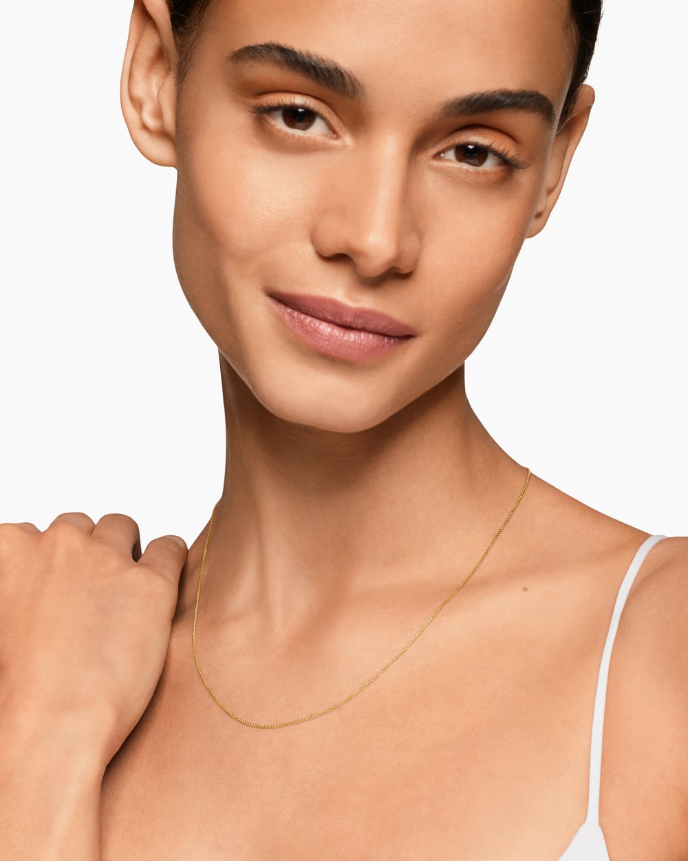 Womens Box Chain Necklace in 18ct Yellow Gold, 1mm