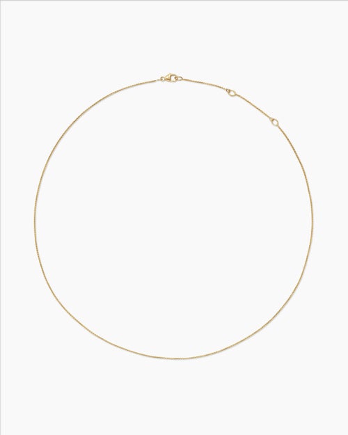 Womens Box Chain Necklace in 18K Yellow Gold, 1mm