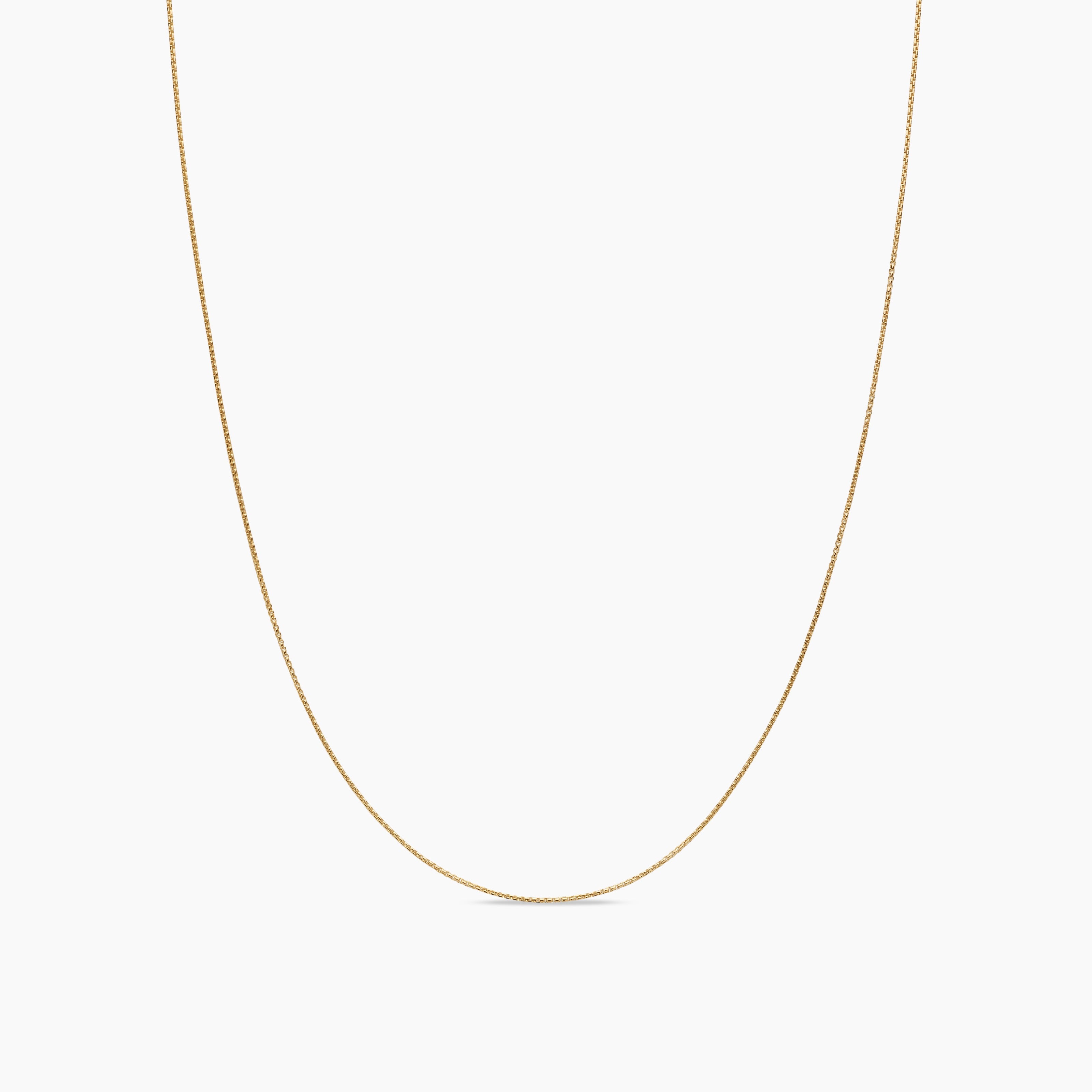 Womens Box Chain Necklace in 18K Yellow Gold, 1mm