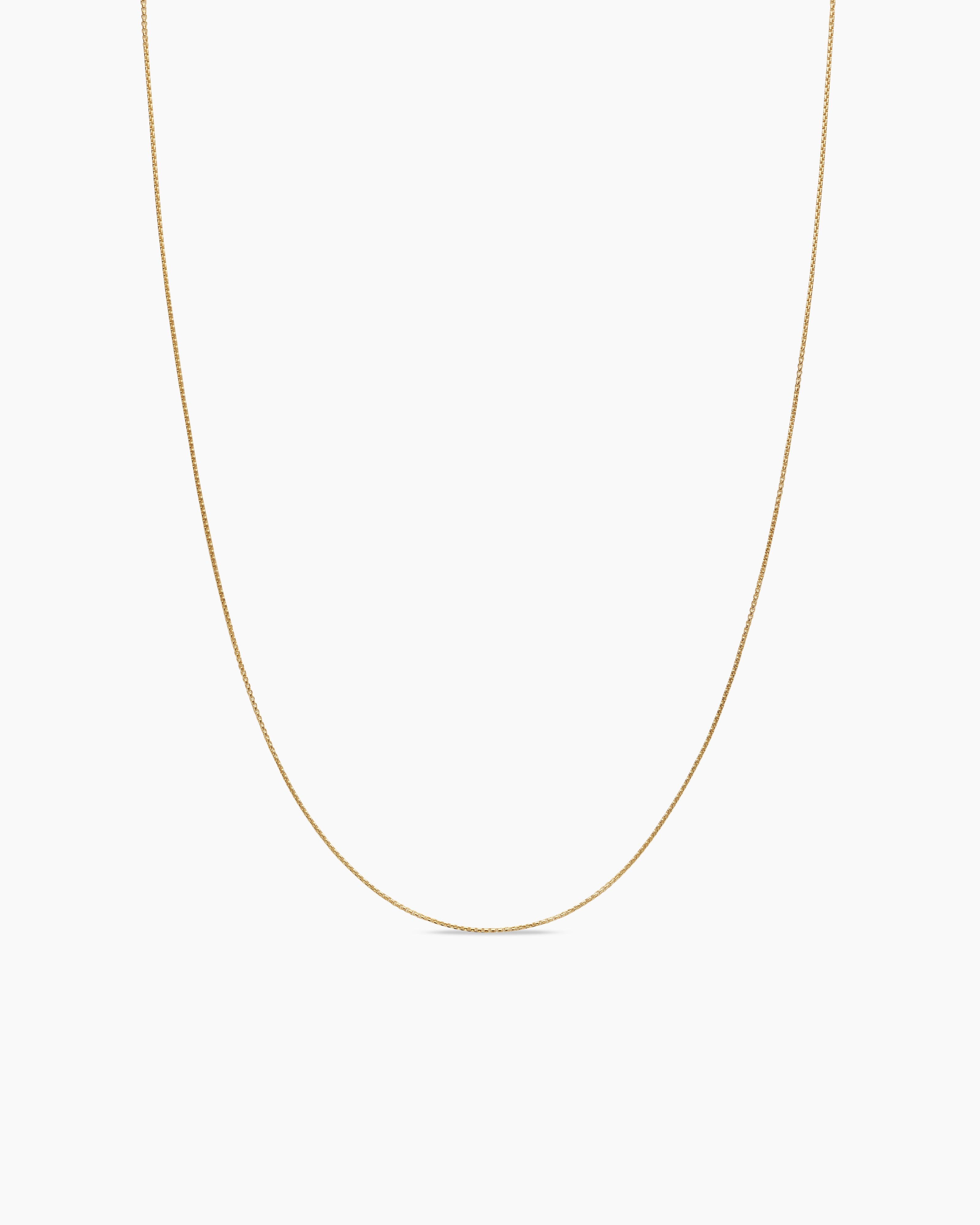 Womens Box Chain Necklace in 18K Yellow Gold, 1mm