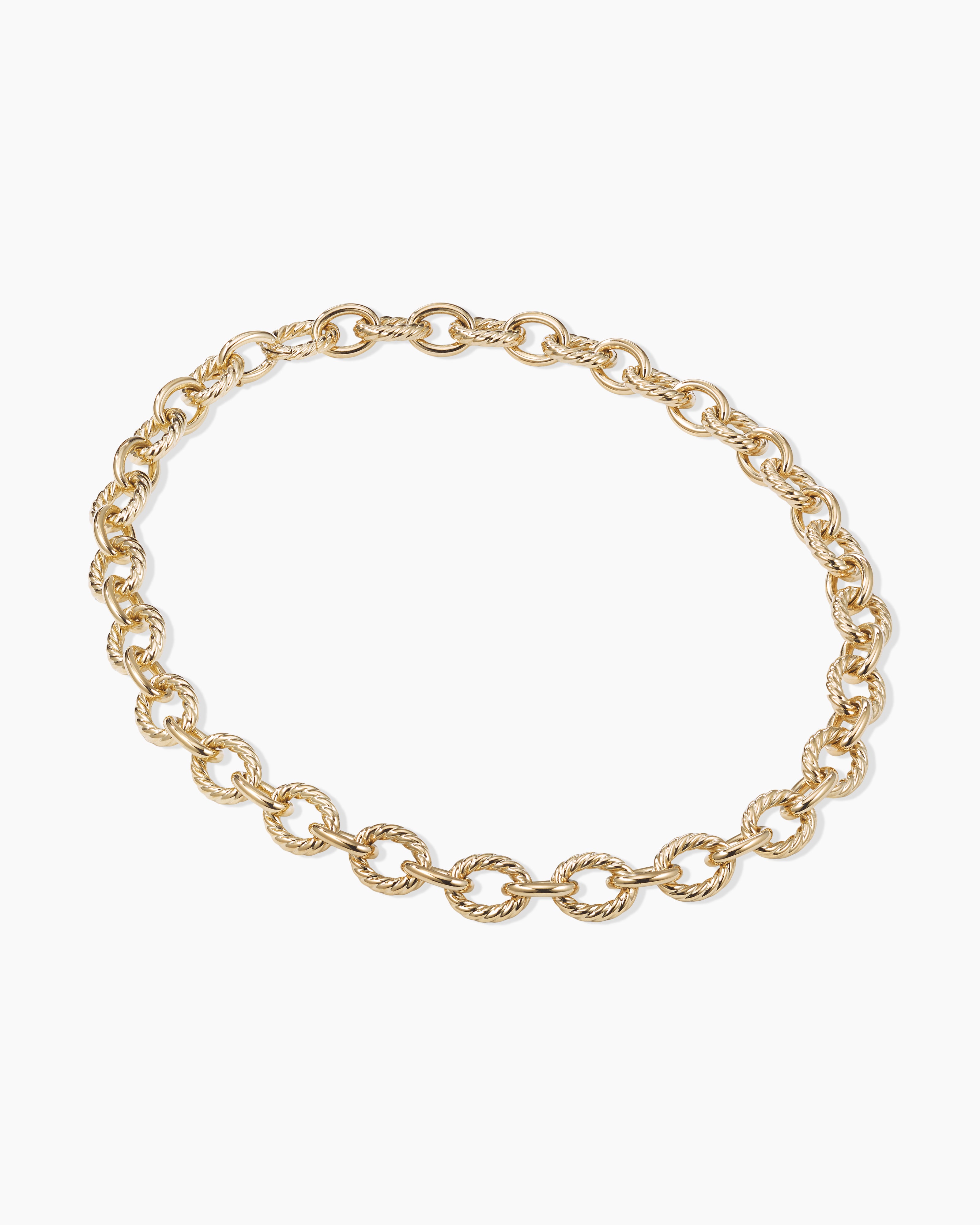 18k Seamless Oblong Pave Diamond Link Necklace