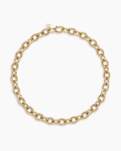 Womens Oval Link Chain Necklace in 18K Yellow Gold, 16mm