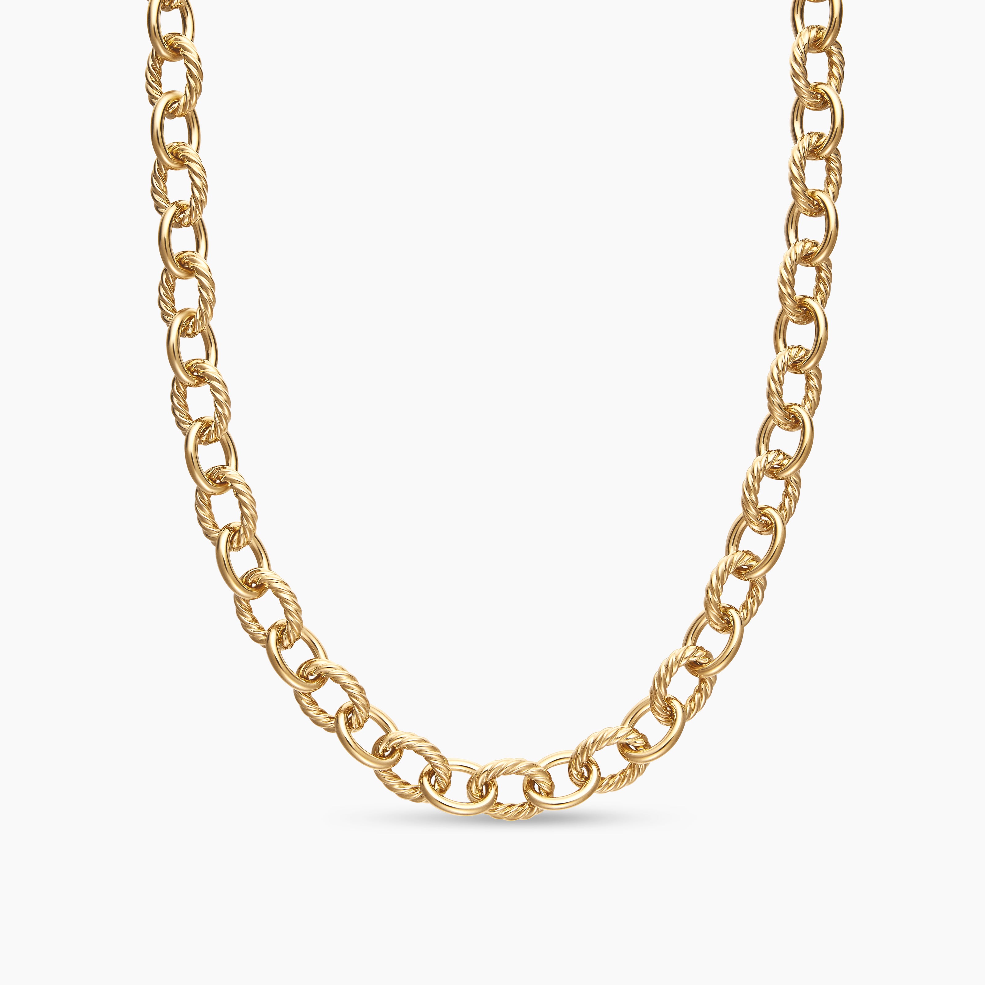 Womens Oval Link Chain Necklace in 18K Yellow Gold, 16mm