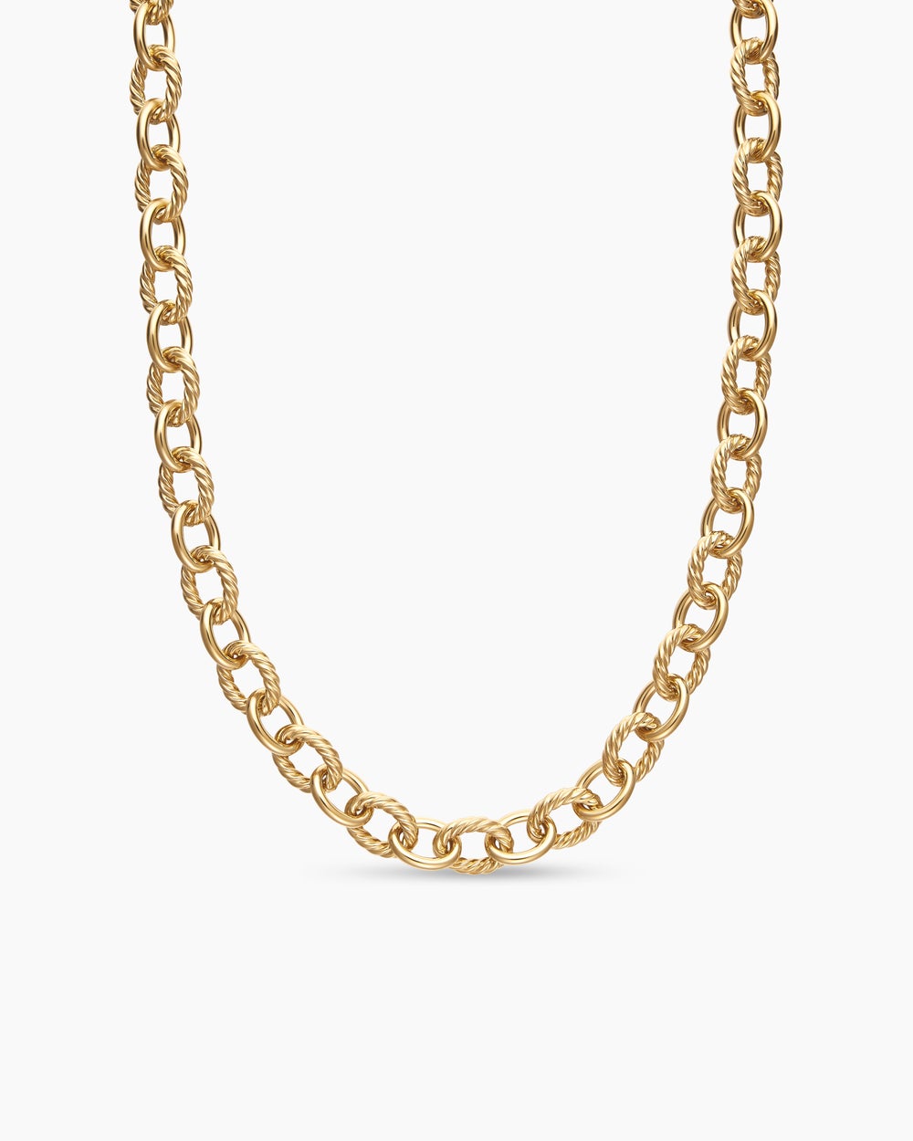 Collier à chaîne Oval Link en or jaune 18 carats, 16 mm pour femmes