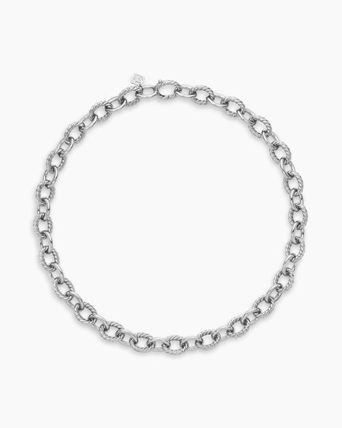 Womens Oval Link Chain Necklace in Sterling Silver, 16mm