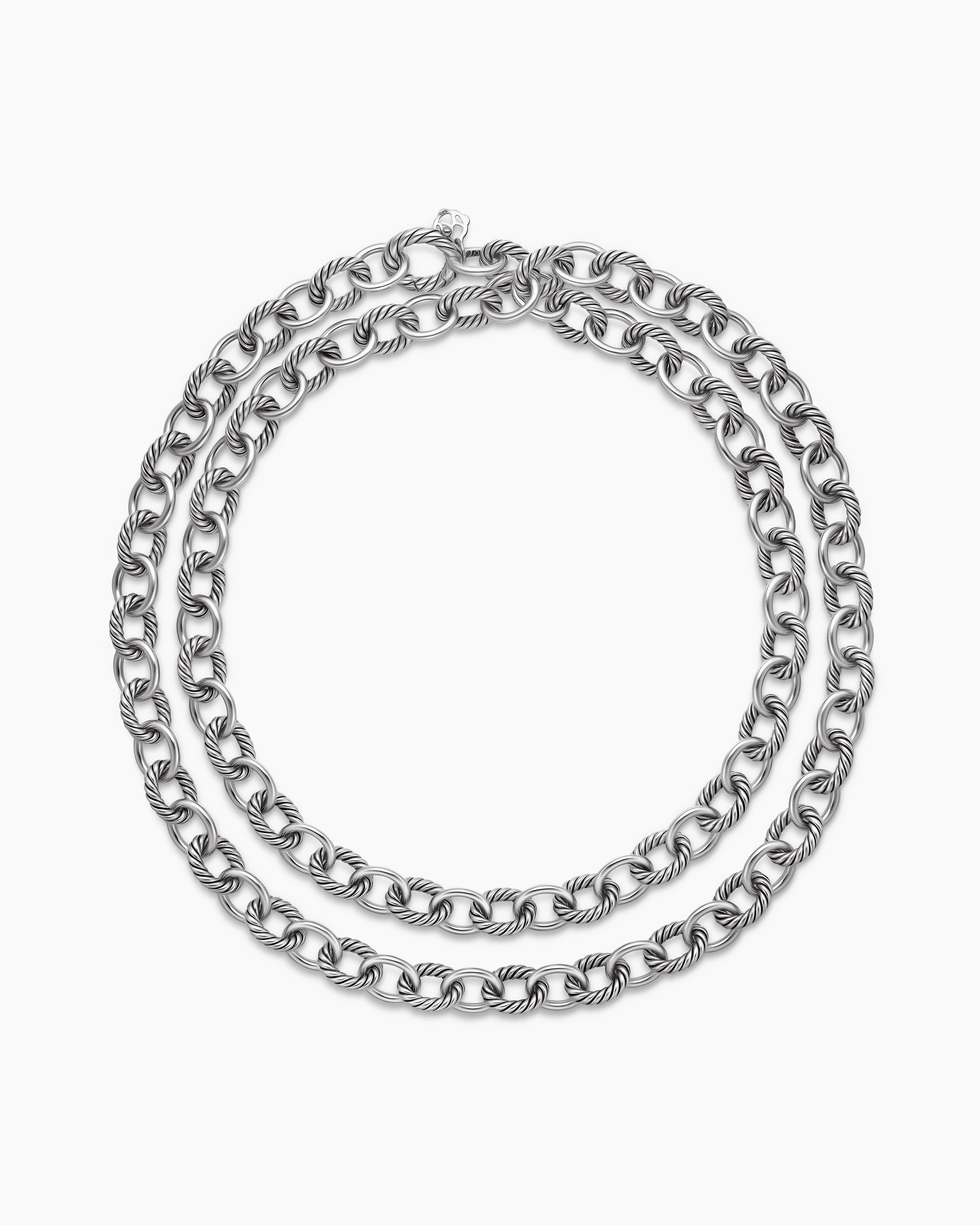 DOTEFFIL 925 Sterling Silver Sideways Chain Necklace & Bracelet Set – 10mm, Vintage Silver Jewelry