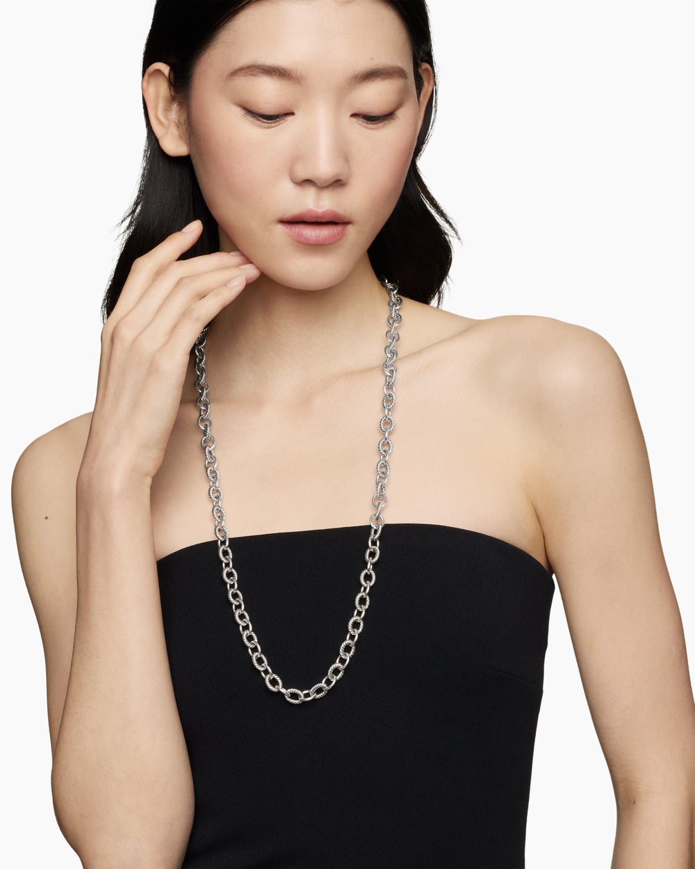 Womens Oval Link Chain Necklace in Sterling Silver, 10mm