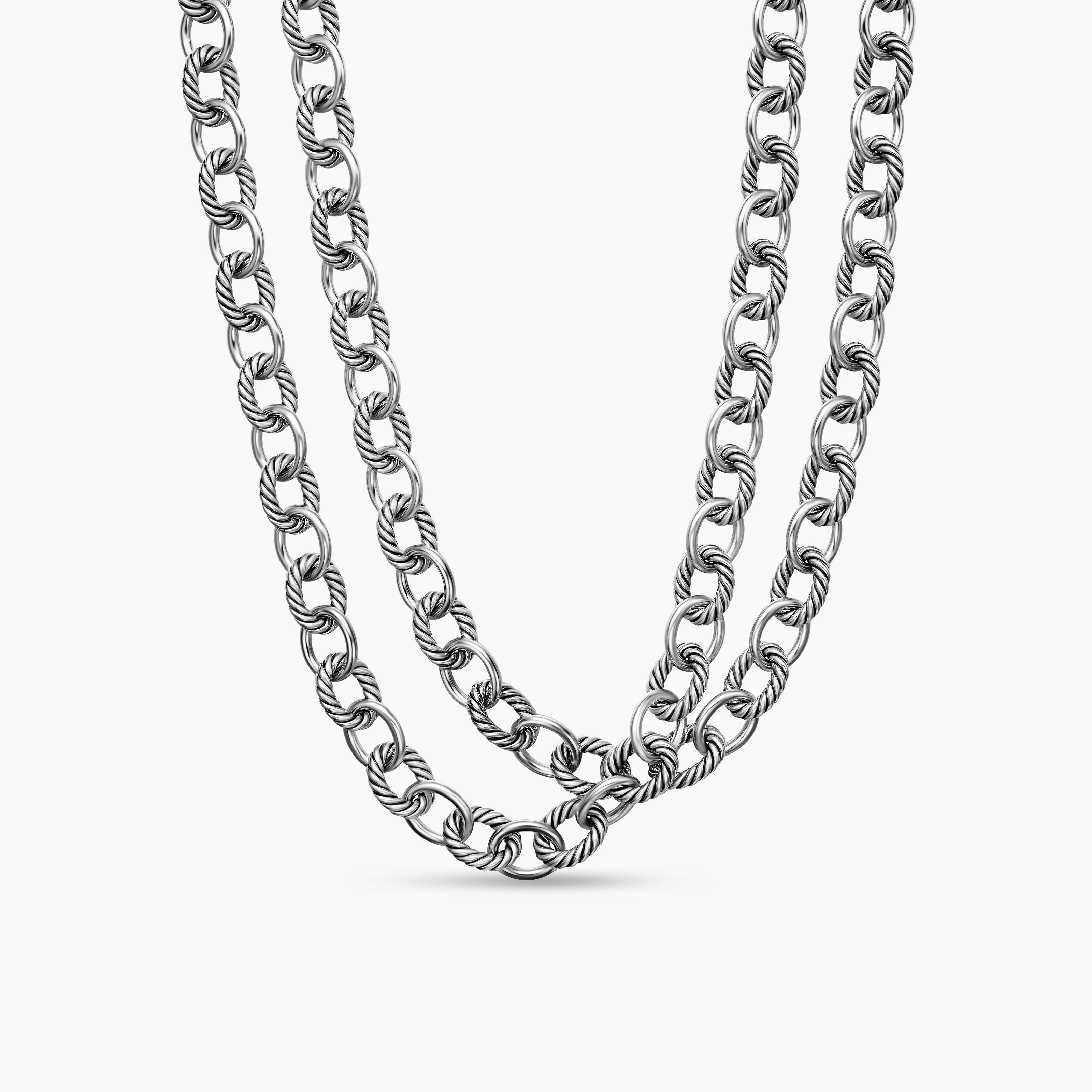 Womens Oval Link Chain Necklace in Sterling Silver, 10mm