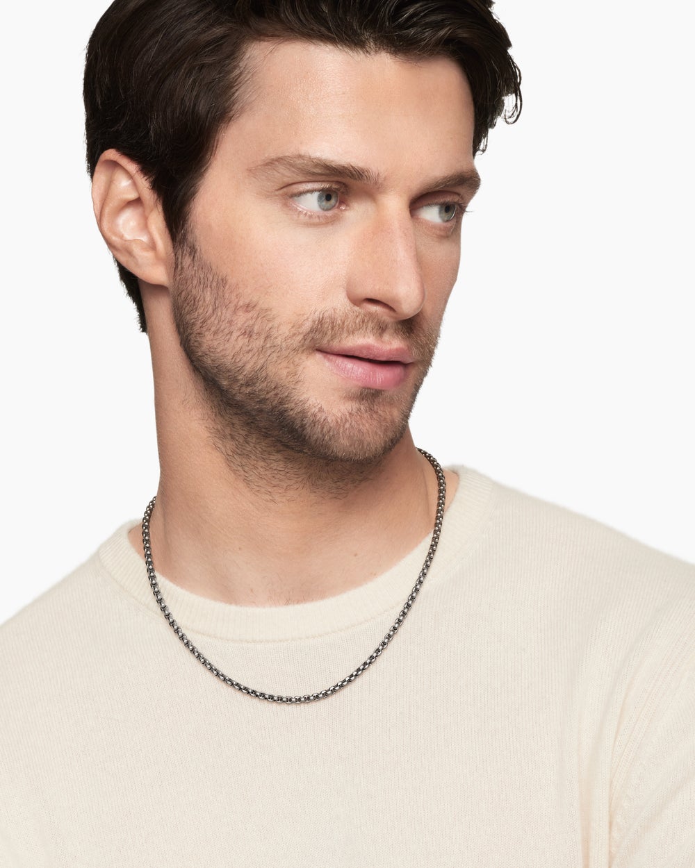 Mens Box Chain Necklace in Grey Titanium, 3.6mm