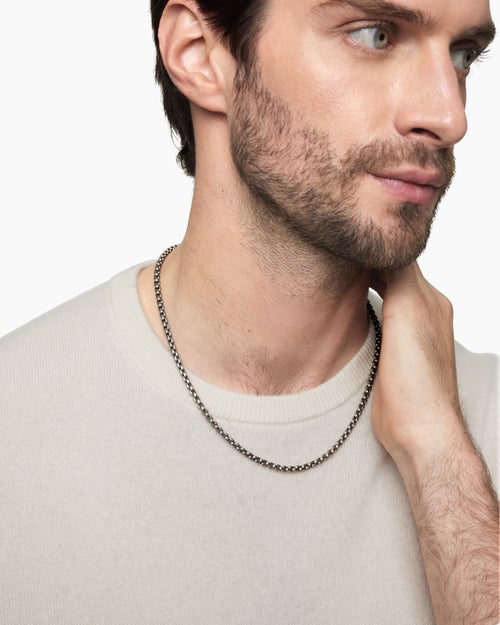 Mens Box Chain Necklace in Grey Titanium, 3.6mm
