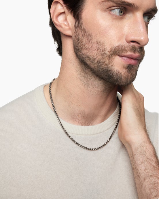 Box Chain Necklace in Grey Titanium, 3.6mm