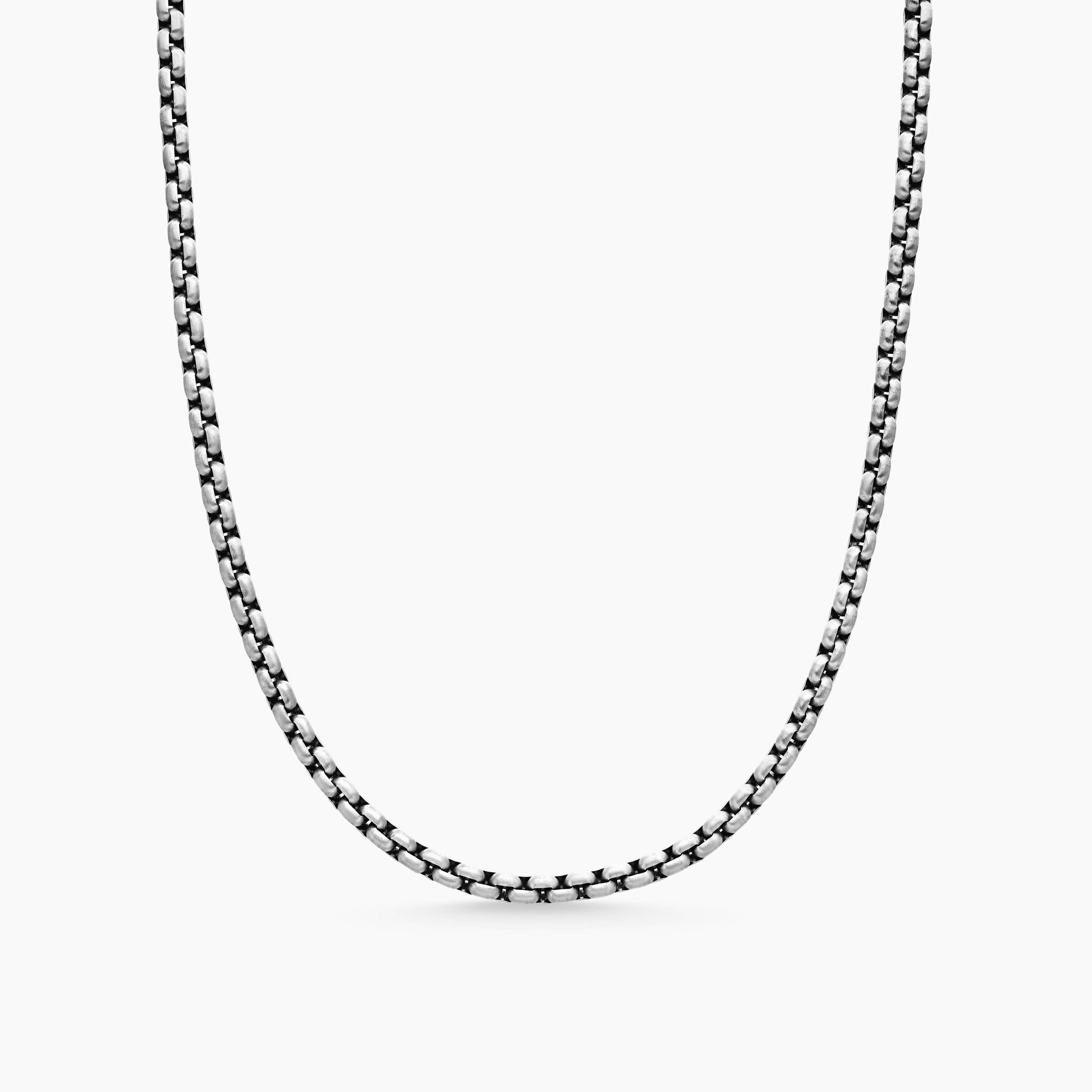 Mens Box Chain Necklace in Grey Titanium, 3.6mm