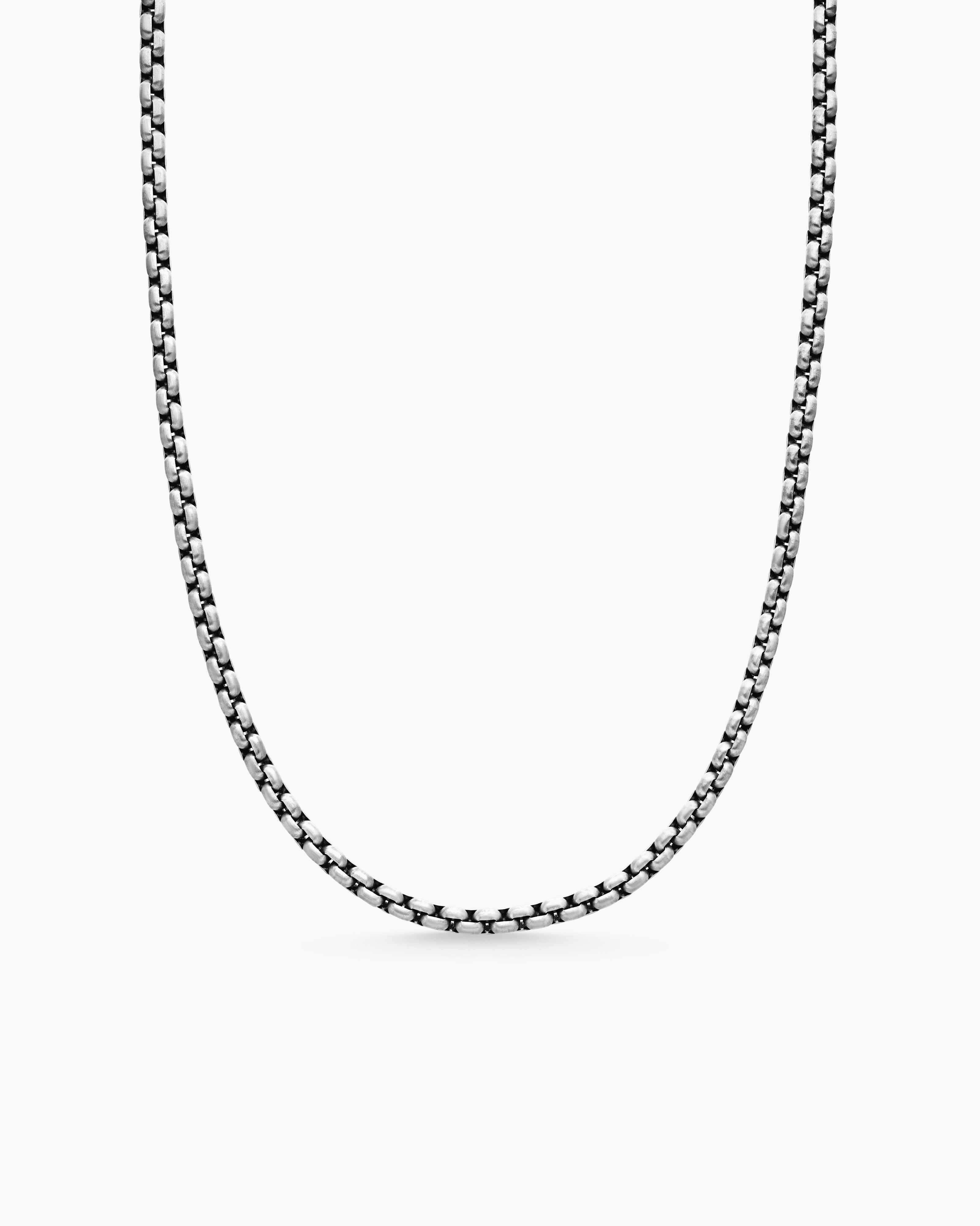 Mens Box Chain Necklace in Grey Titanium, 3.6mm