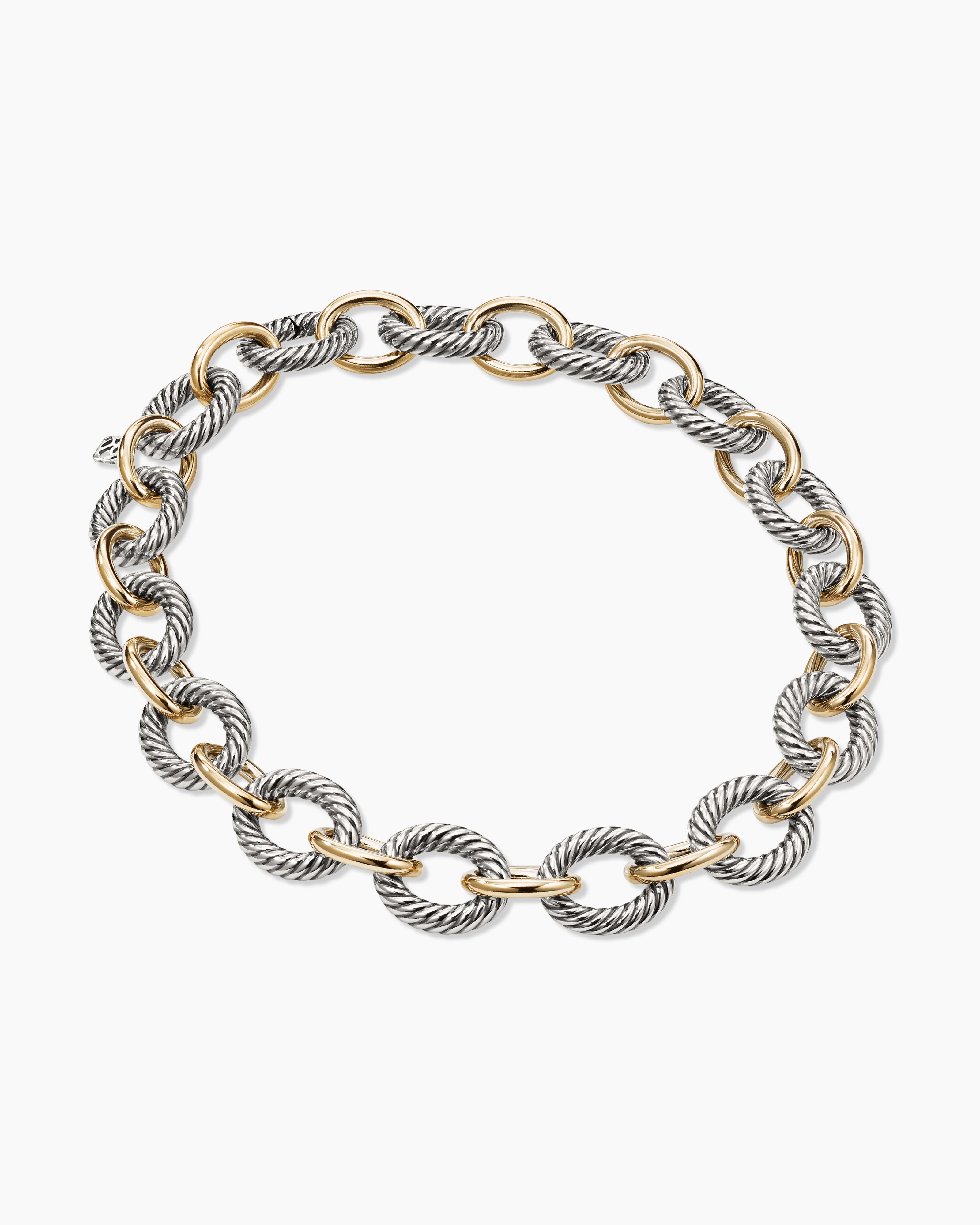 David Yurman DY Mercer Link Bracelet in Sterling Silver and 18k Yellow  Gold, 8 inches | Lee Michaels Fine Jewelry store