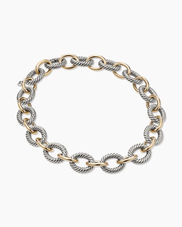 Oval Link Chain Necklace in Sterling Silver with 18K Yellow Gold, 23mm